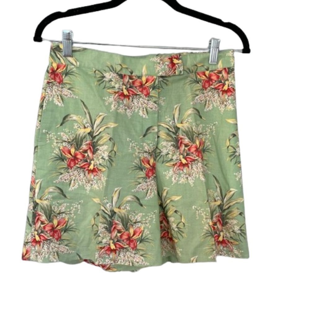 Vintage Cottagecore 90's Tommy Hilfiger High Waist Linen Floral Shorts 6/8